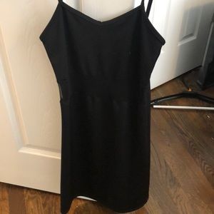 Black fitted dress with see through band
